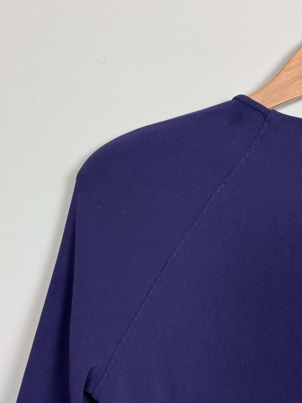 Talbot Runhof Purple Solid Sheath Crew Neck 3/4 Sleeve Zip Dress Size 10 - Picture 8 of 10